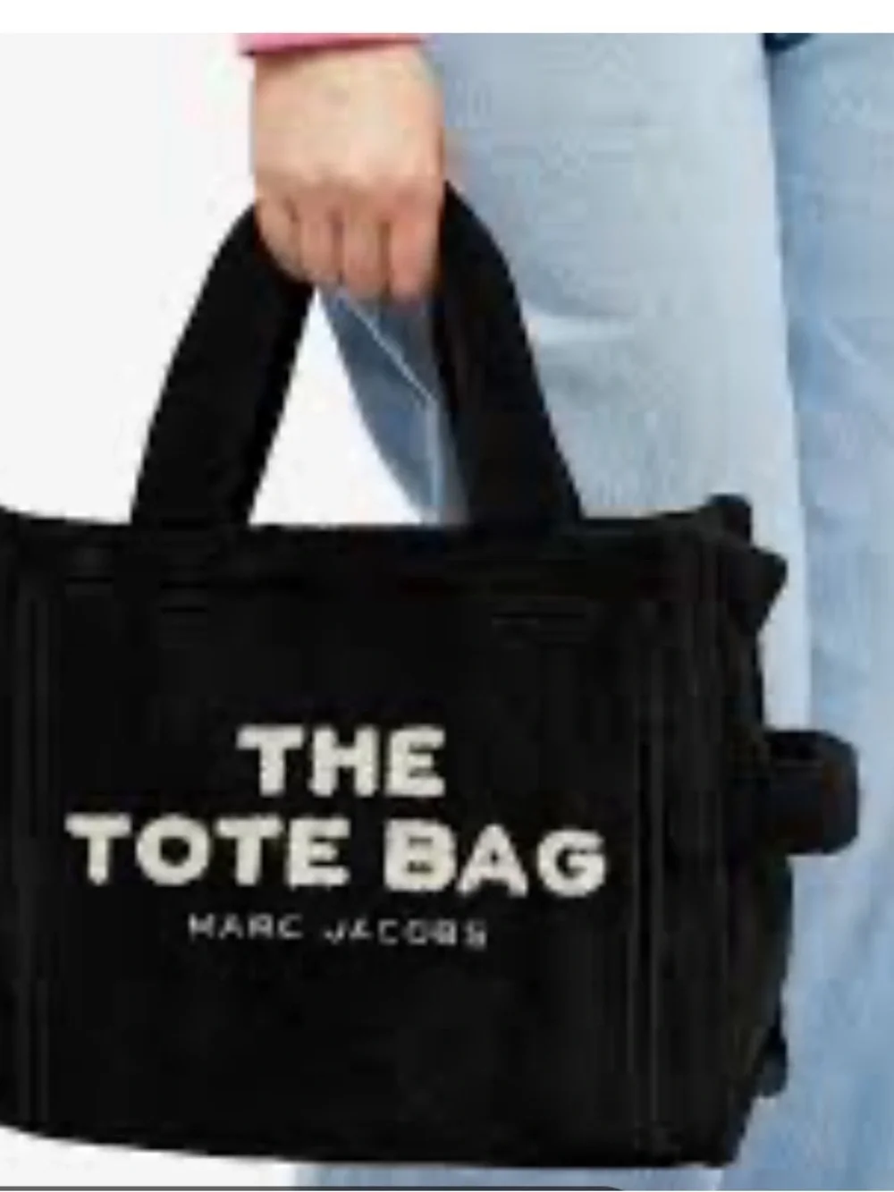 Marc Jacobs Black Terry Cloth Tote with Cream Logo NWT